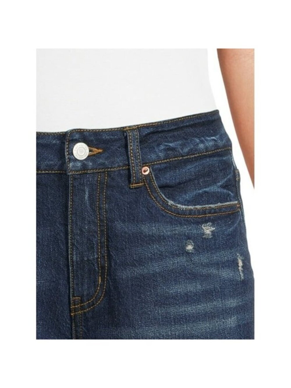 Time And True women Distressed High Rise Straight Crop Jeans Size 10 - Picture 5 of 5